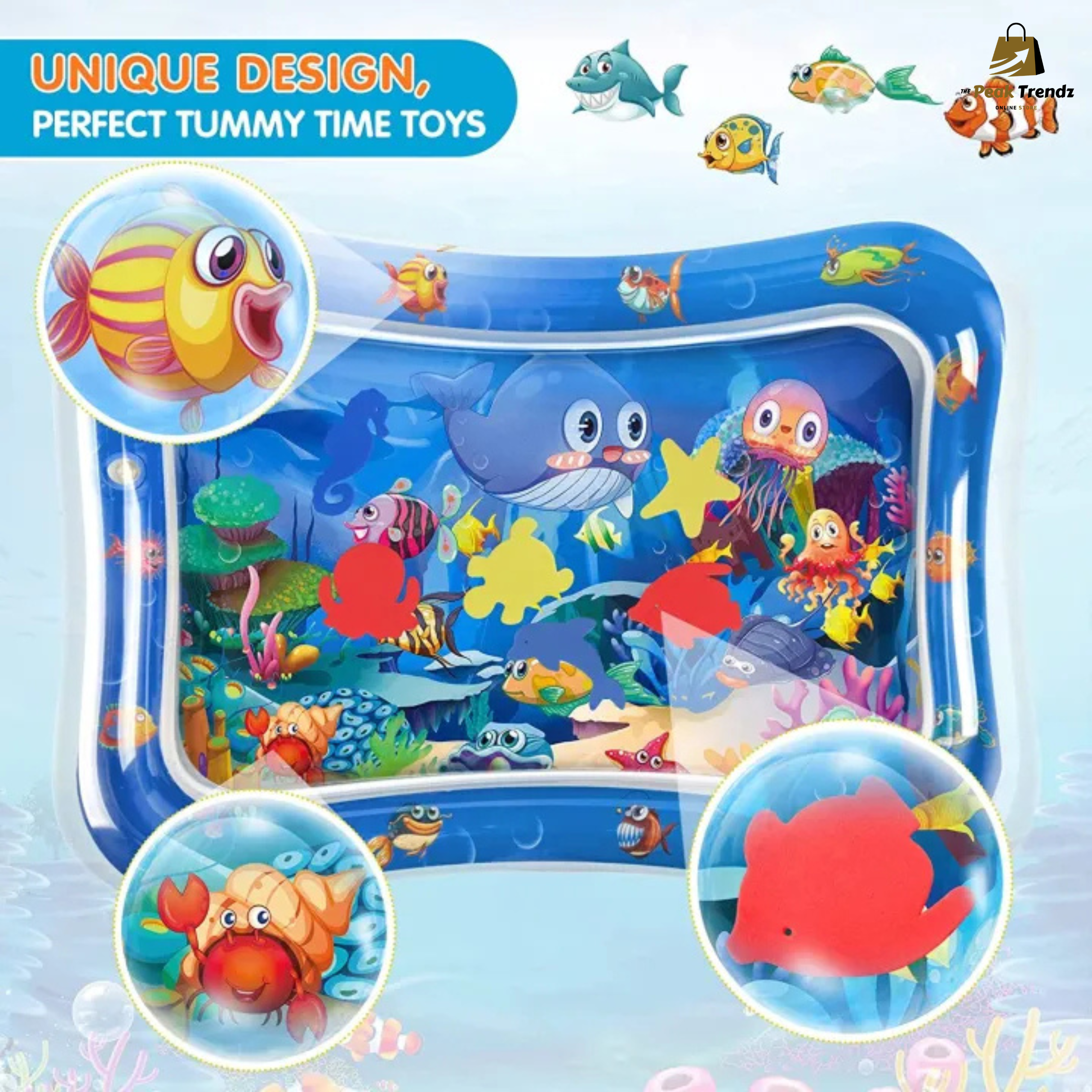 Baby Water Play Mat | Inflatable Tummy Time Activity Mat for Babies