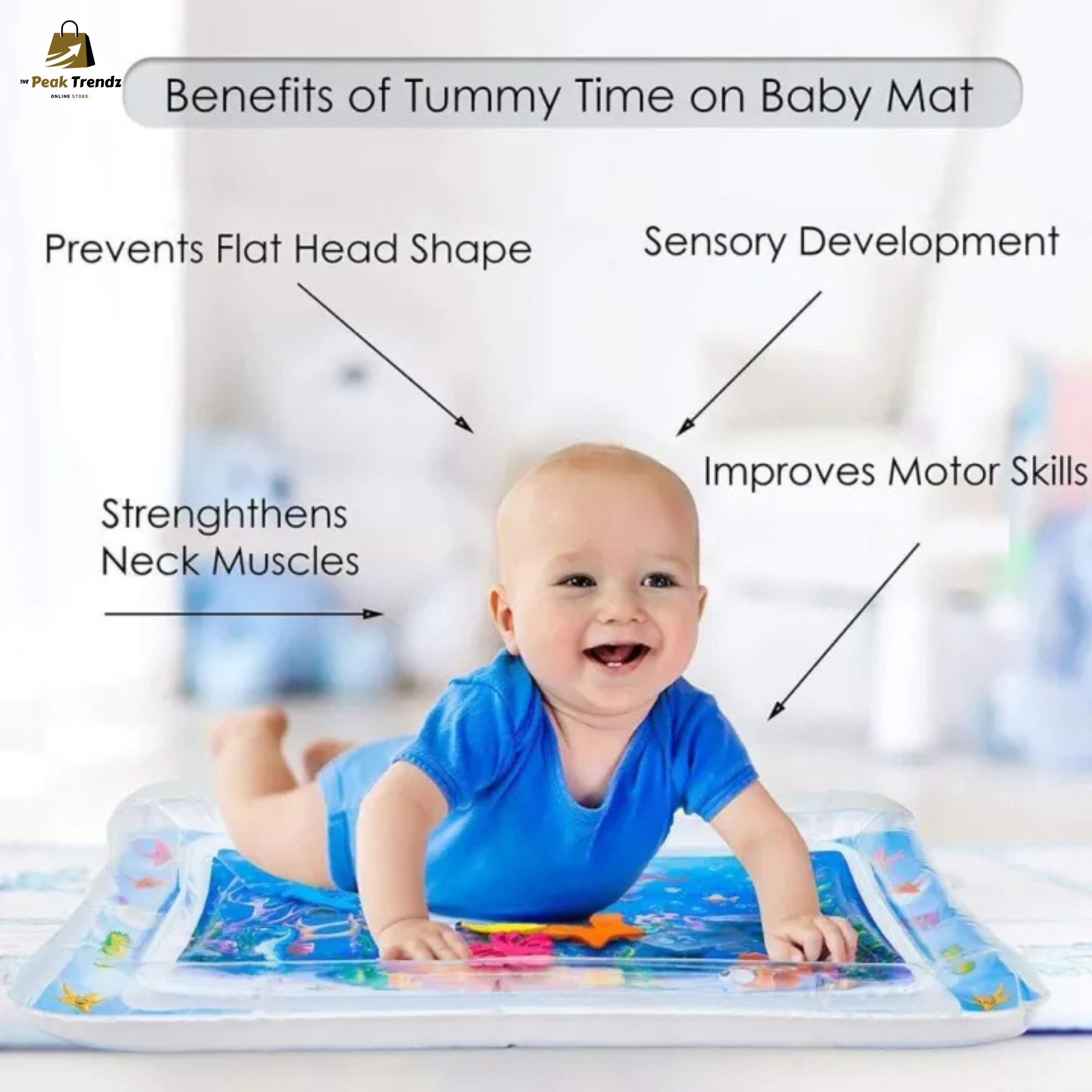 Baby Water Play Mat | Inflatable Tummy Time Activity Mat for Babies