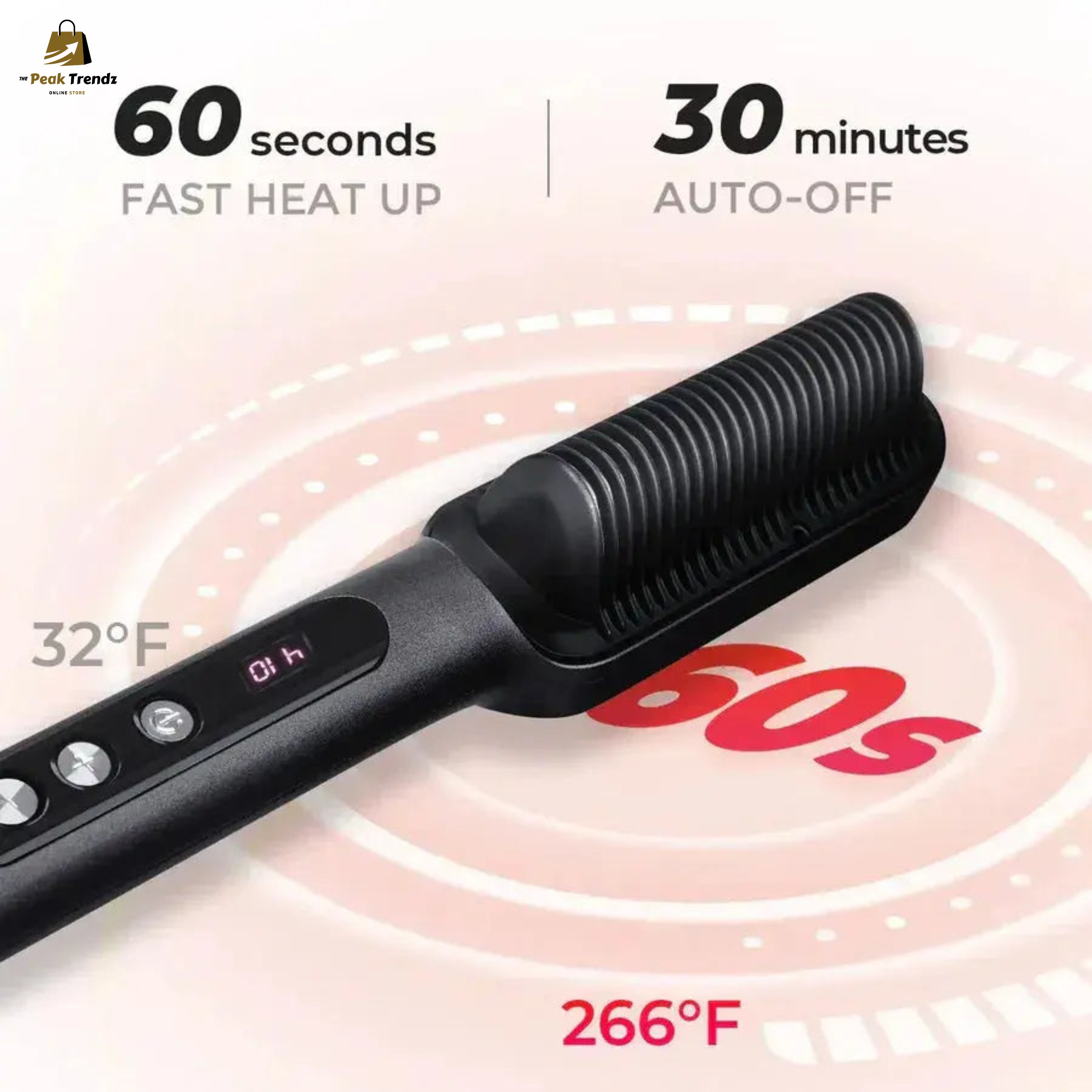 2-in-1 Hair Straightener Brush | Fast Heating Hair Straightening Comb
