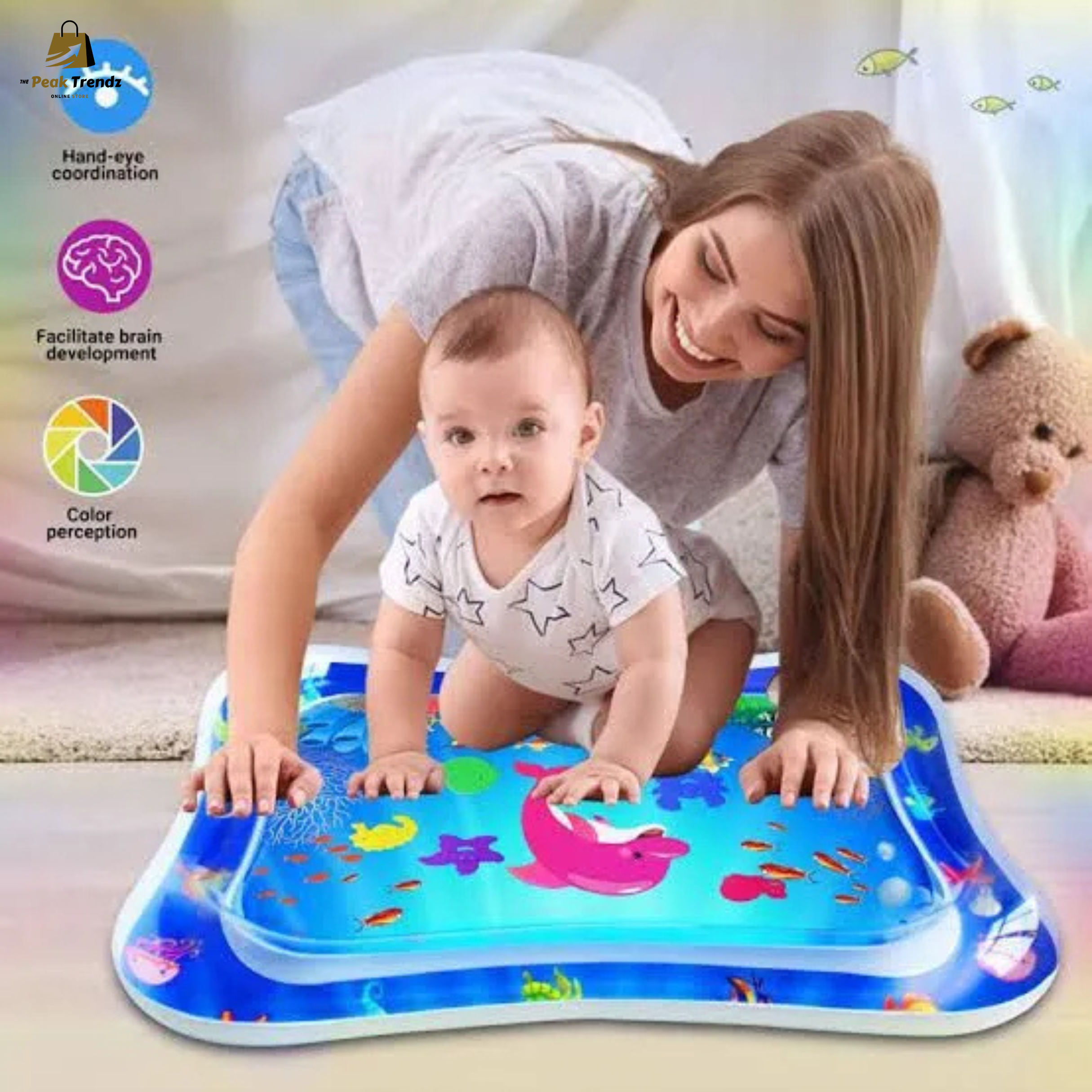 Baby Water Play Mat | Inflatable Tummy Time Activity Mat for Babies